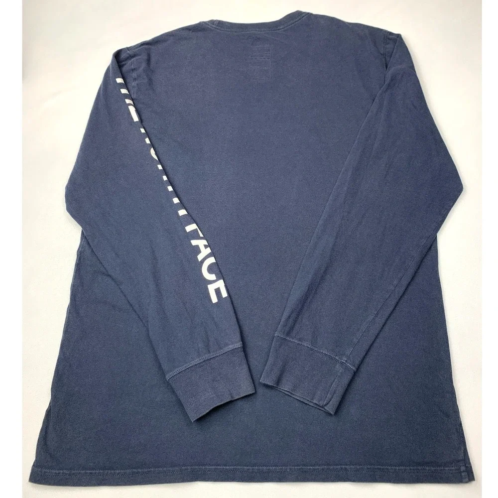 The North Face Shirt Mens Large Blue Sleeve‎ Graphic Logo Cotton Long Sleeve Tee
